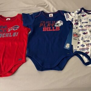 NWT Buffalo Bills 3 pack Red and Blue Baby Bodysuits